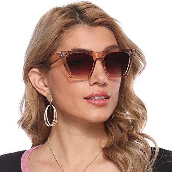 Vintage Square Cat Eye Sunglasses Y2K Retro Chic Trendy Oversized - Picture 3 of 8